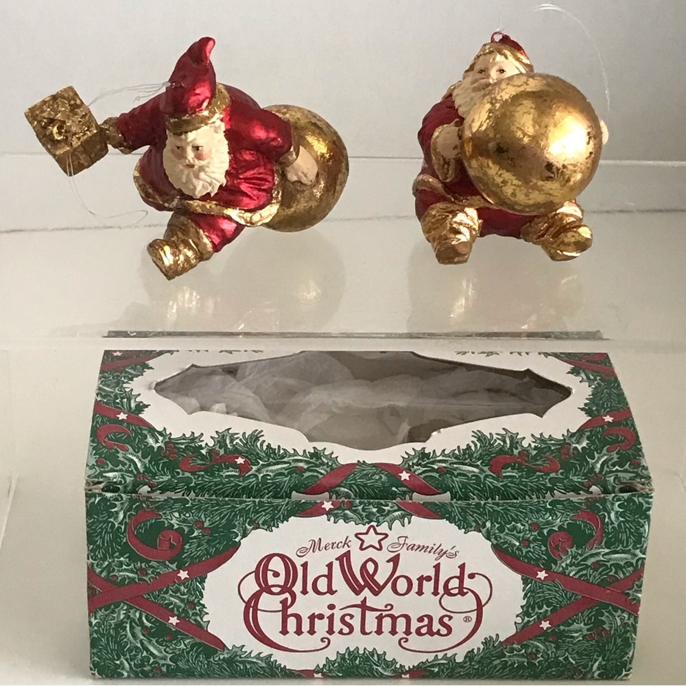 Merck Family's Old World Christmas Glass Santa Christmas Ornaments -Germany- VTG